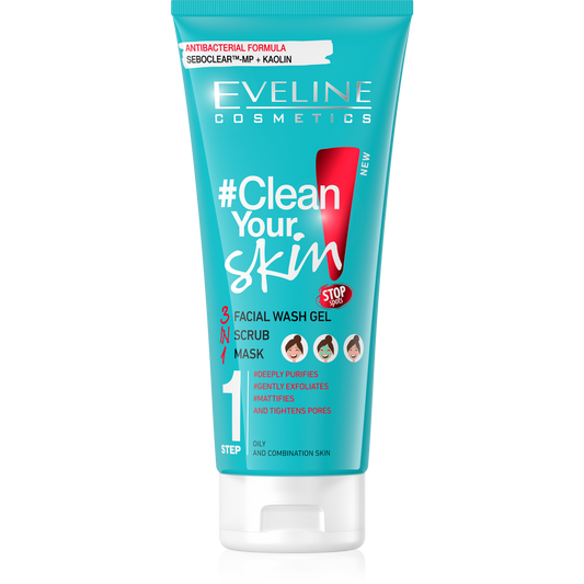 CLEAN YOUR SKIN 3IN1 FACIAL WASH GEL+SCRUB+MASK 200ML